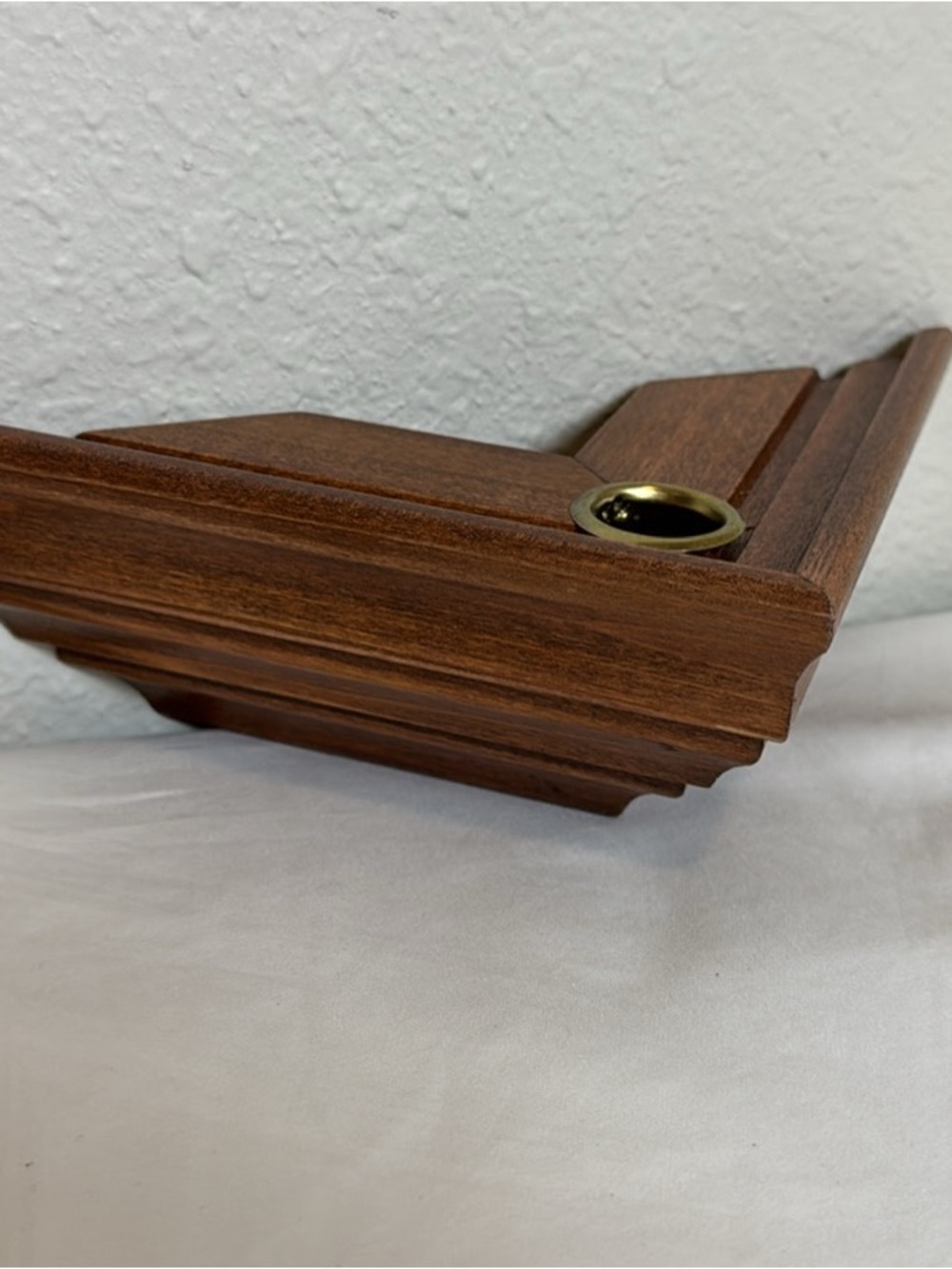 Homeco triangle candle wall shelf with brass insert VTG